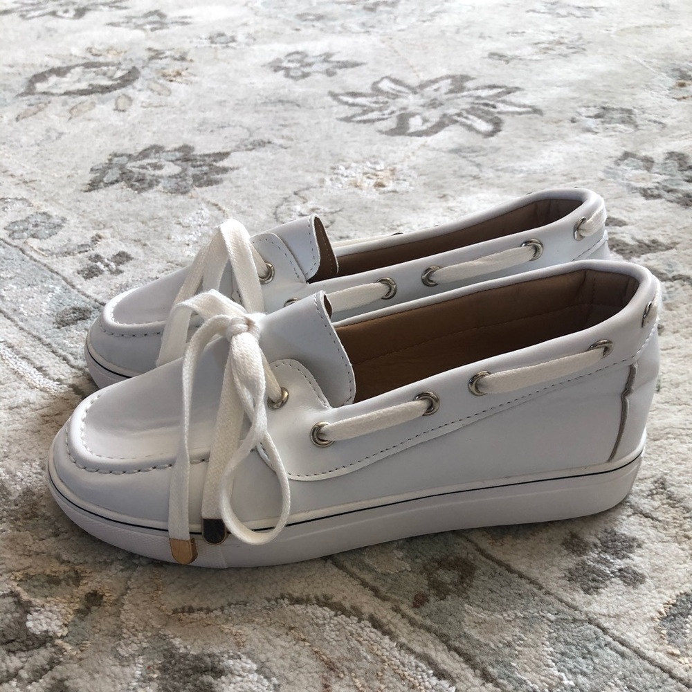 Brand New Leather white loafers